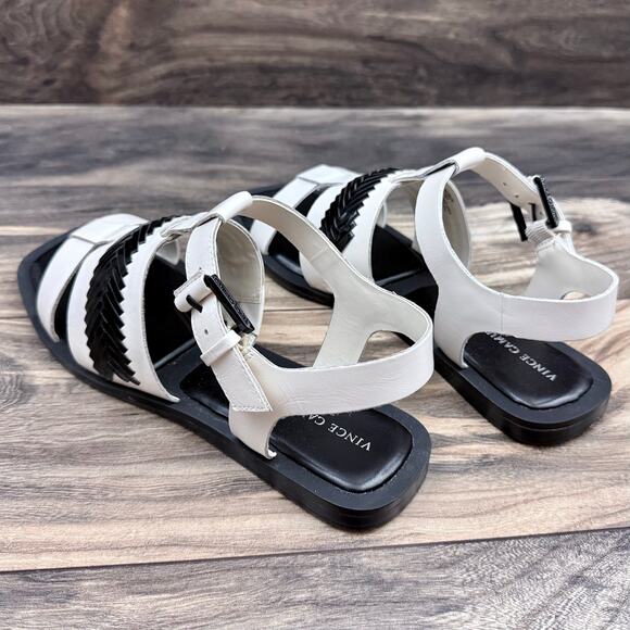 NEW Vince Camuto 9M Bachelen Leather Square Toe Gladiator Sandal Coconut Cream - Picture 9 of 12